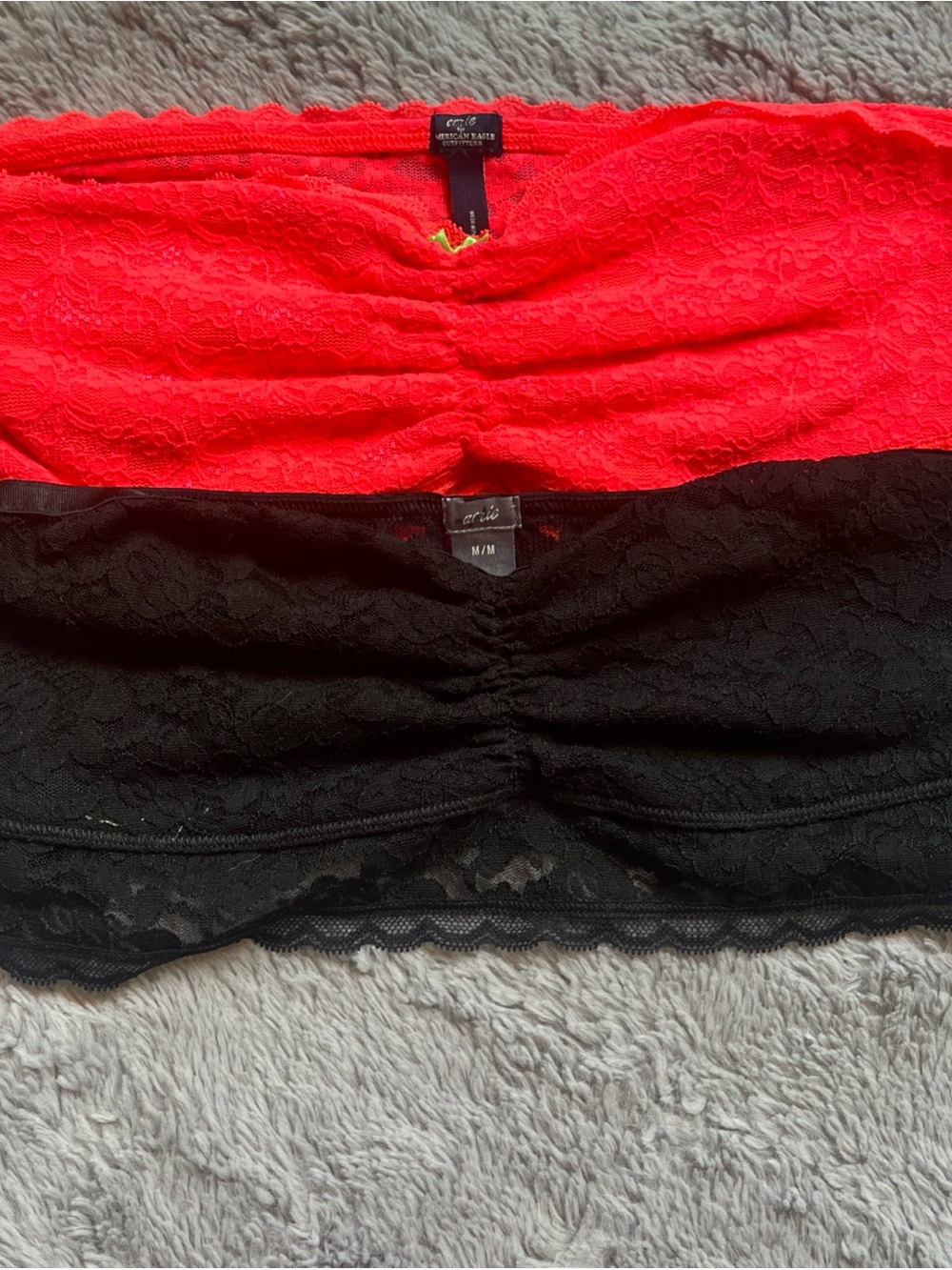 aerie Lace Bandeau Shorts - neon pink & Black
